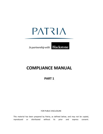 COMPLIANCE MANUAL - Patria