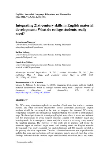 Integrating 21st-century Skills In English Material Development: What .