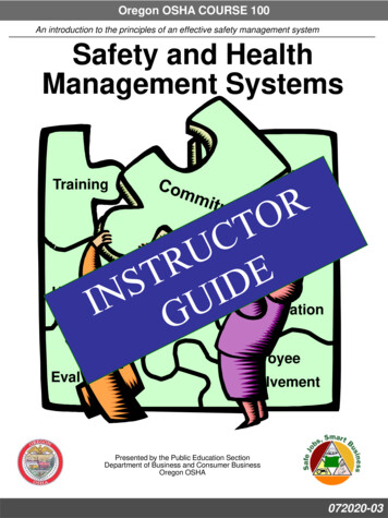 Safety And Health Management Principles, Instructor Guide