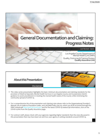 General Documentation And Claiming: Progress Notes