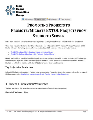 Promote Migrate Extol Projects From Studio To Server