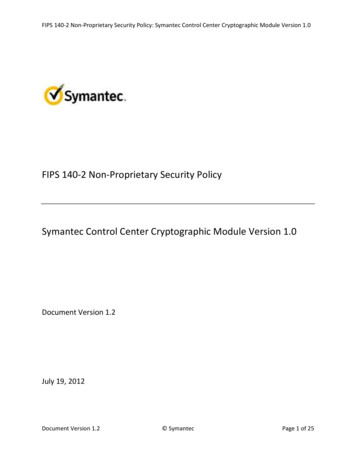 FIPS 140-2 Non-Proprietary Security Policy Symantec Control . - NIST