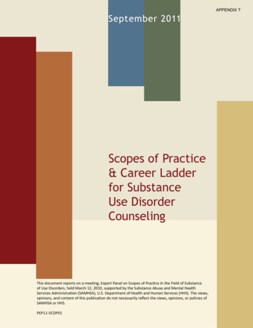 Scopes Of Practice & Career Ladder For Substance Use Disorder Counseling