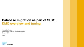 Database Migration As Part Of SUM: DMO Overview And Tuning - SAP