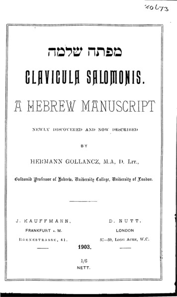 CLflVICULfl SPLOmOHIS. HEBREW MANUSCRIPT - IAPSOP