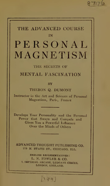 THE ADVANCED COURSE PERSONAL MAGNETISM