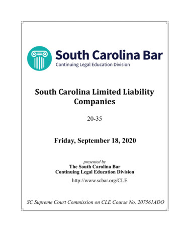 South Carolina Limited Liability Companies