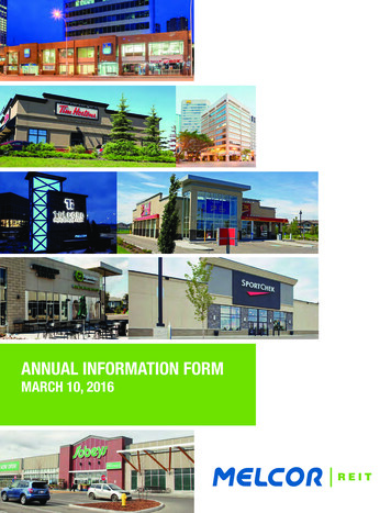 ANNUAL INFORMATION FORM - Melcor REIT