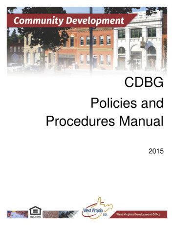 CDBG Policies And Procedures Manual - WV CAD