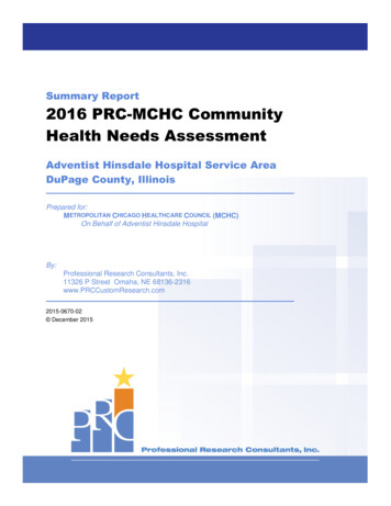 Summary Report 2016 PRC-MCHC Community Health Needs 