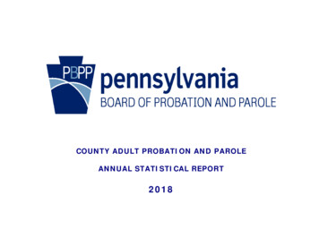 County Adult Probation And Parole Annual Statistical Report