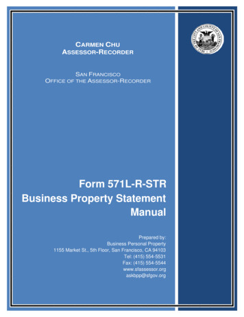 Form 571-L Business Property Statement Manual - SF Assessor