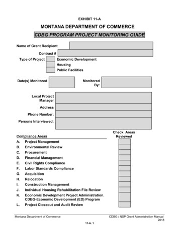 Montana Department Of Commerce Cdbg Program Project Monitoring Guide