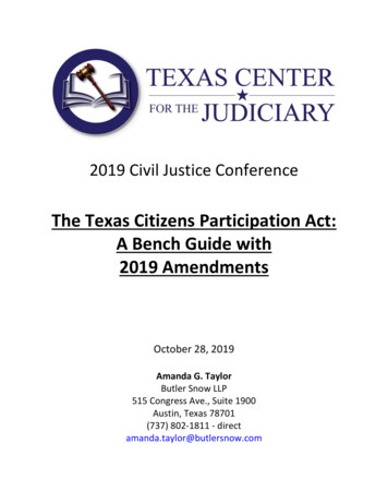 The Texas Citizens Participation Act: A Bench Guide With .