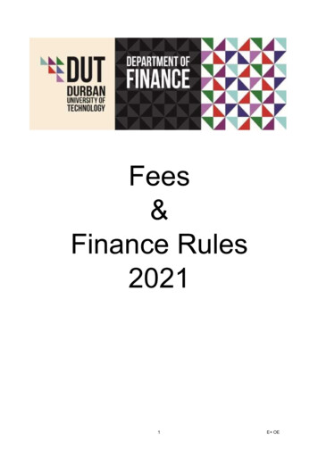 Fees Finance Rules 2021 - Durban University Of Technology