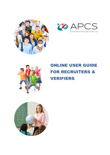 ONLINE USER GUIDE FOR RECRUITERS & VERIFIERS