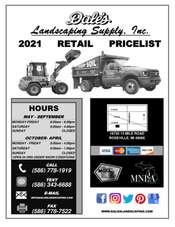 2021 RETAIL PRICELIST - Dale's Landscaping