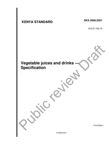 Vegetable Juices And Drinks Specification