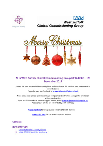 NHS West Suffolk Clinical Commissioning Group GP Bulletin 23