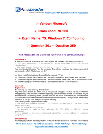 Vendor: Microsoft Exam Code: 70-680 Exam Name: TS: 