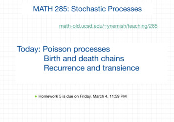 Today: Poisson Processes Birth And Death Chains