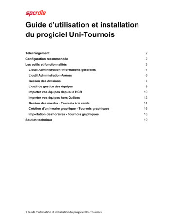 Guide D’utilisation Et Installation Du Progiciel Uni-Tournois