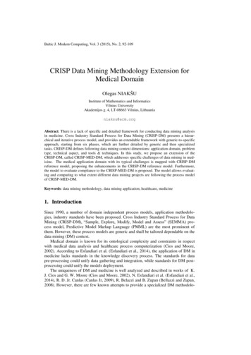 CRISP Data Mining Methodology Extension For Medical Domain - LU