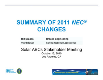 SUMMARY OF 2011 CHANGES - Solar ABCs