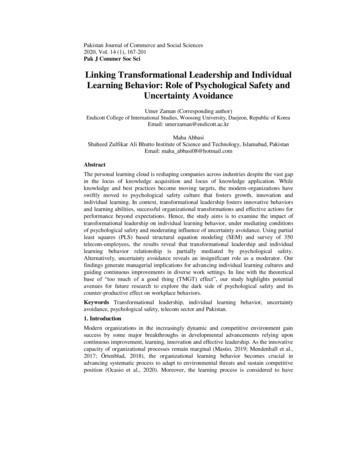 Linking Transformational Leadership And Individual .