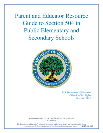 Parent And Educator Resource Guide To Section 504 In .