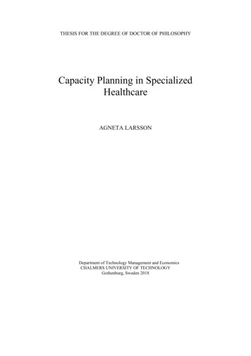 Capacity Planning In Specialized Healthcare - Chalmers