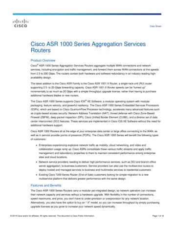 Cisco ASR 1000 Series Aggregation Services Routers Data Sheet - IP Trading