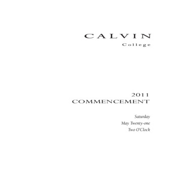 2011 COMMENCEMENT - Calvin University
