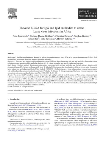 Reverse ELISA For IgG And IgM Antibodies To Detect Lassa Virus .