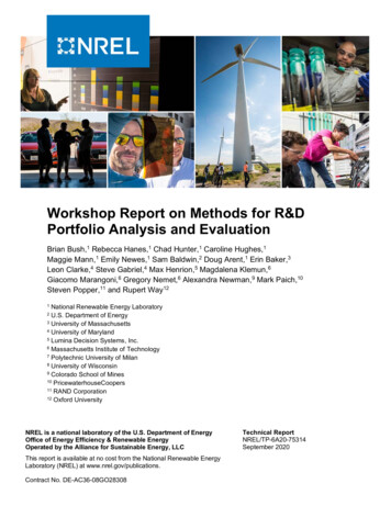 Workshop Report On Methods For R&D Portfolio Analysis And Evaluation - NREL