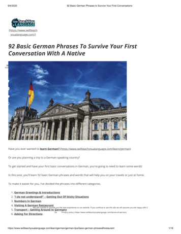 Conversation With A Native 92 Basic German Phrases 