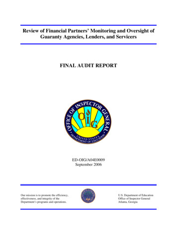 Review Of Financial Partners' Monitoring And Oversight Of Guaranty .