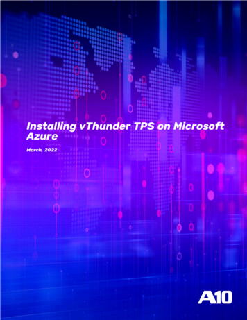 Installing VThunder TPS On Microsoft Azure - A10 Networks