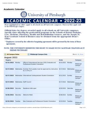 Academic Calendar - Calendar - University Of Pittsburgh