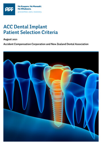 ACC Dental Implant Patient Selection Criteria