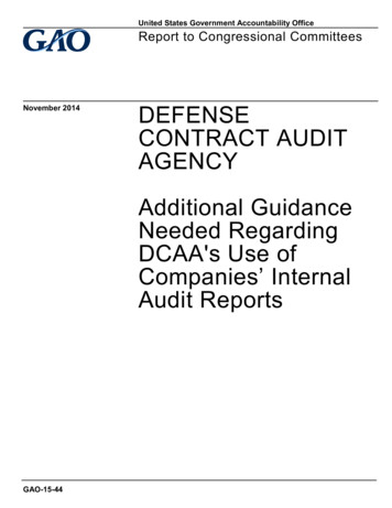 November 2014 DEFENSE CONTRACT AUDIT AGENCY Additional Guidance Needed .