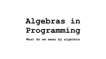 Algebras In Programming - Harrylaou