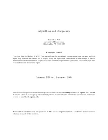 Algorithms And Complexity