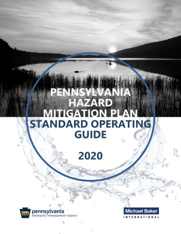 Pennsylvania Hazard Mitigation Plan Standard Operating Guide