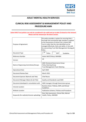 Clinical Risk Assessment And Management Policy And Procedure