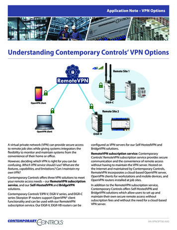 Understanding Contemporary Controls’ VPN Options