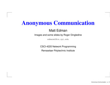 Anonymous Communication - Cs.rpi.edu