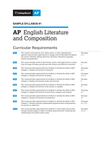 AP English Literature And Composition Sample Syllabus