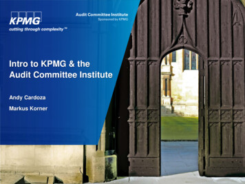 Intro To KPMG & The Audit Committee Institute