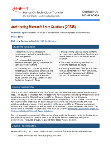 Architecting Microsoft Azure Solutions Training Azure Course